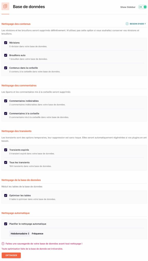Nettoyage contenus wordpress